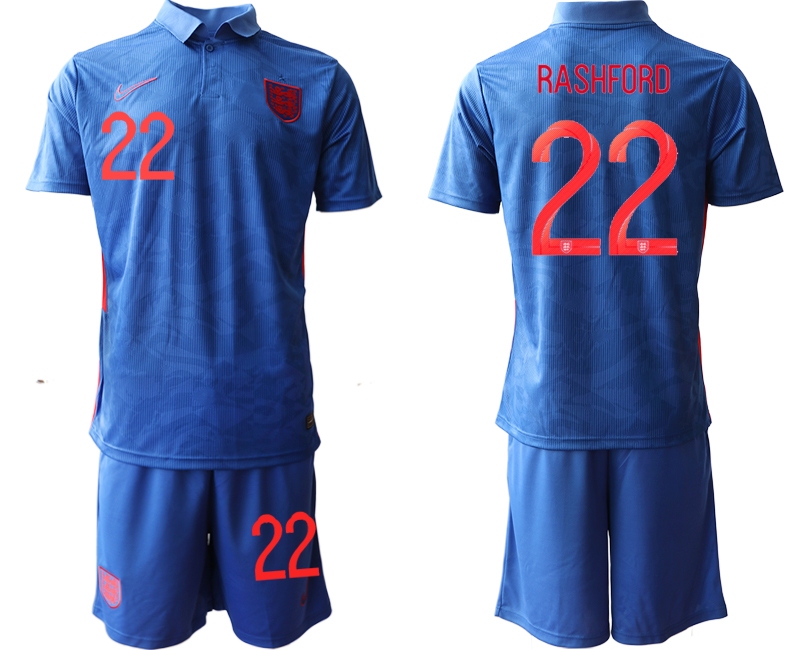 Men 2021 European Cup England away blue #22 Soccer Jersey